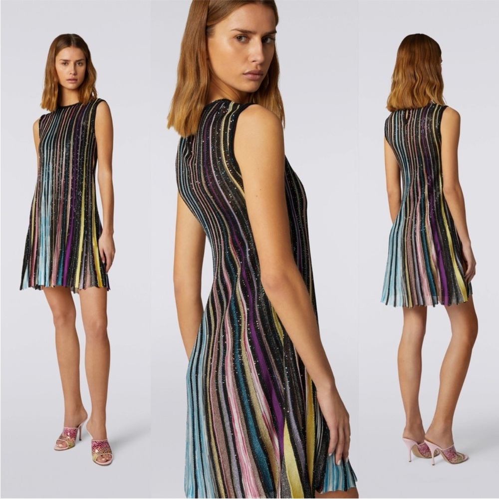 Like new Missoni Pleated sleeveless mini-dress with sequins $1,530 38 - Picture 2 of 7